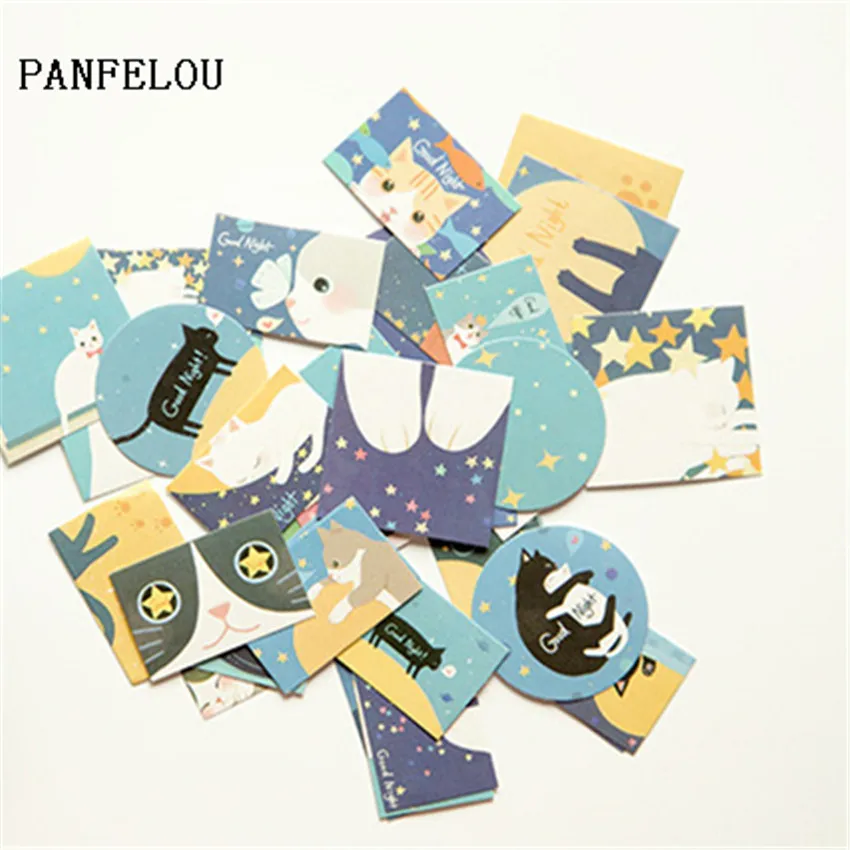 

Quality 1bag=40PCS night cat The sealing paste adhesive paper stickers Hand account Scrapbooking DIY Album book cards
