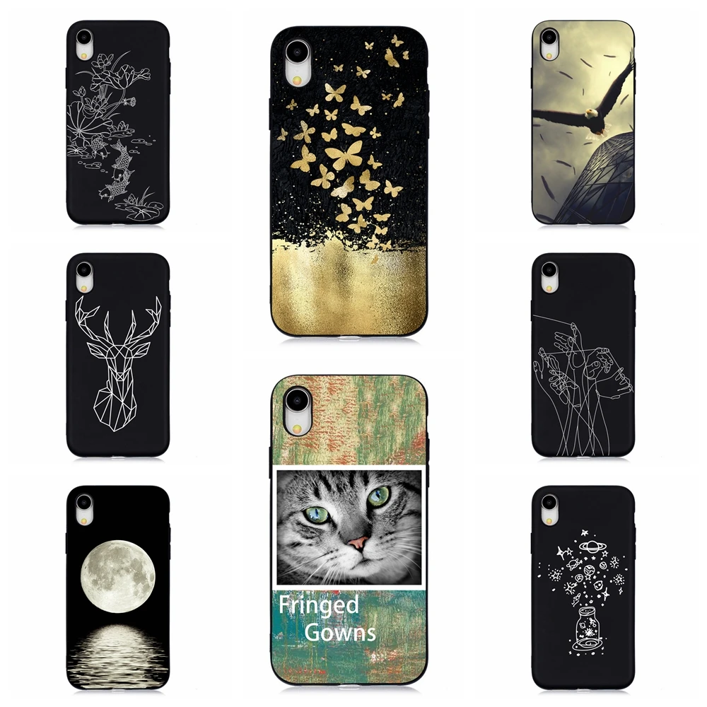 Черный силиконовый чехол для телефона Apple iphone 6 6S plus 7 8 Plus XS X XR Max phon cover coque fundas