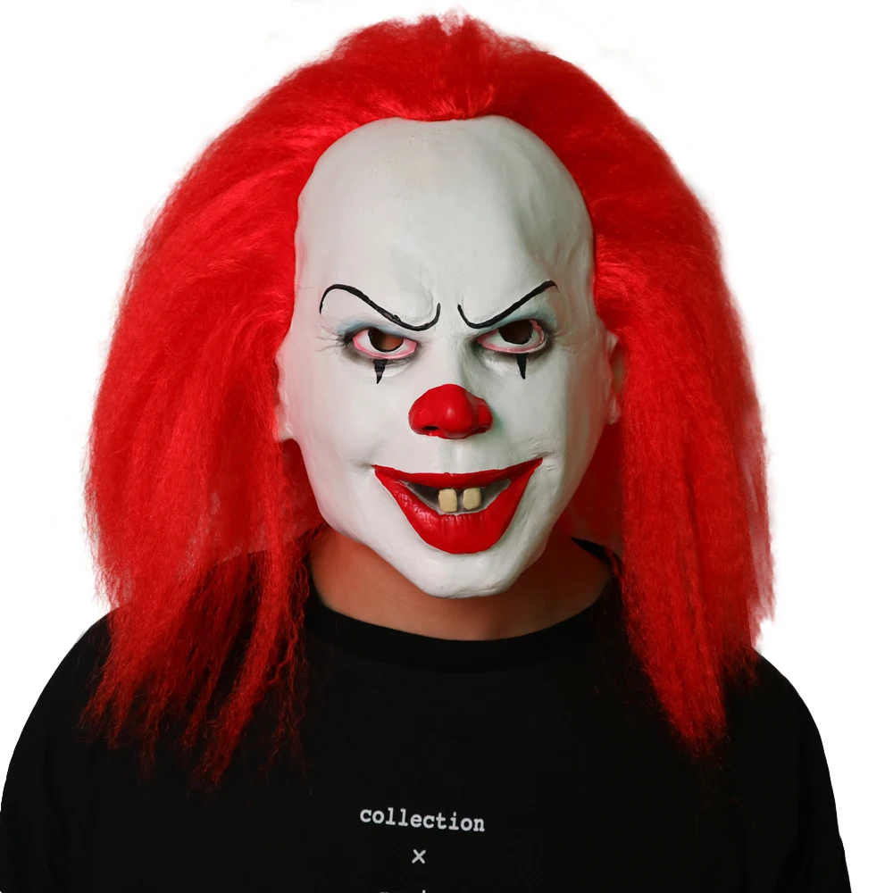 Movie It Chapter Two Stephen King's Pennywise Cosplay Masks Red Hair Clown Joker Halloween Props Latex Full Face | Тематическая