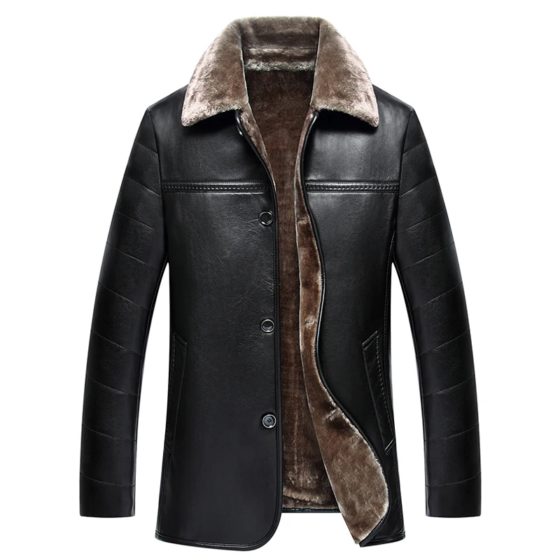 

Top Fashion Men's Clothing 2020 New Men's Leather Jacket Business Black/Red Coffee/Champagne Winter Warm Jacket for Men Outdoor