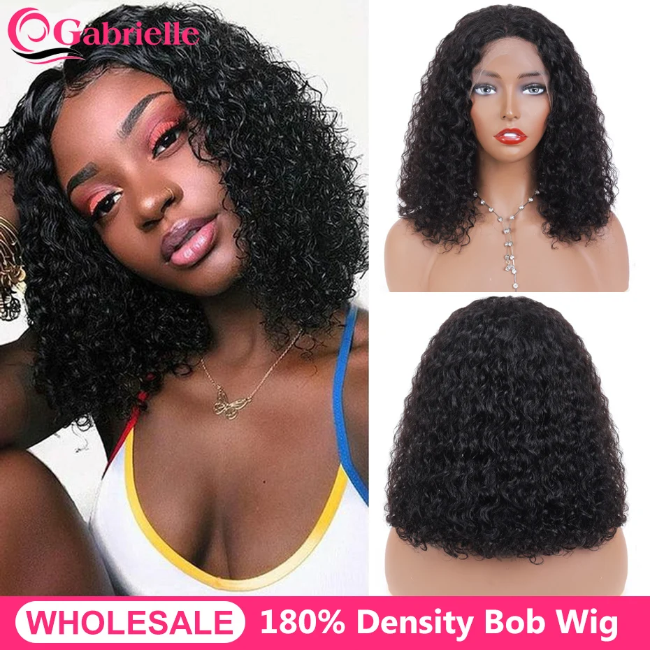 

Кудрявые вьющиеся передние парики Габриэль из человеческих волос на сетке для черных женщин безклеевые короткие волосы боб на сетке передн...