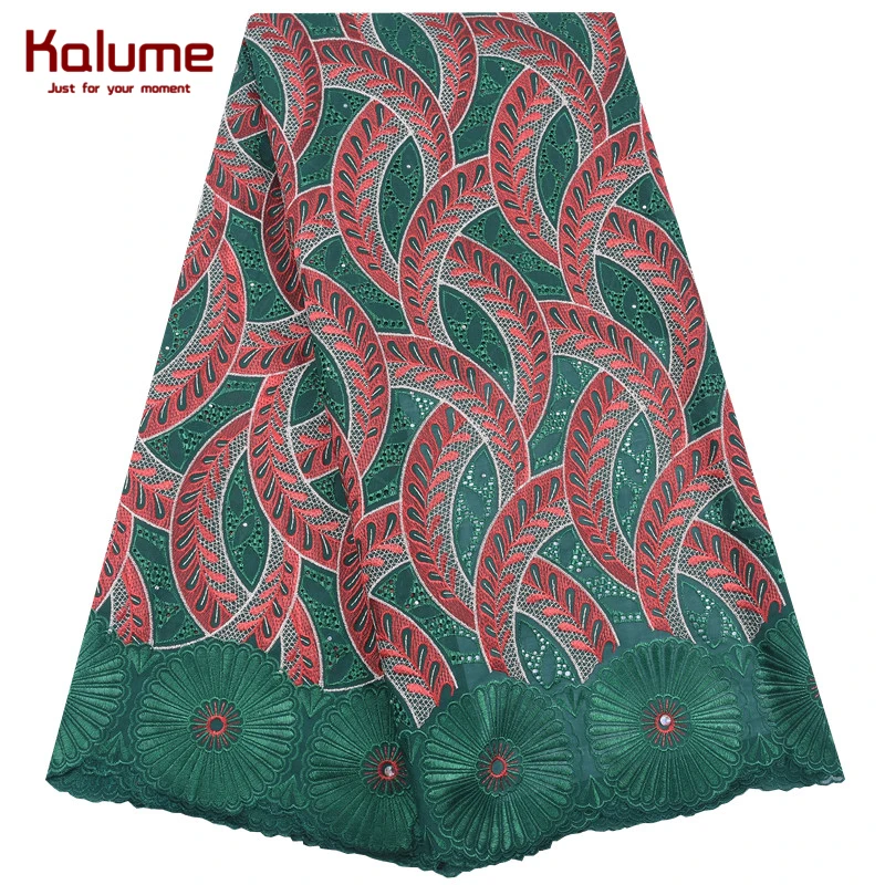 Kalume Новое поступление Африканская Хлопковая кружевная ткань с вышивкой