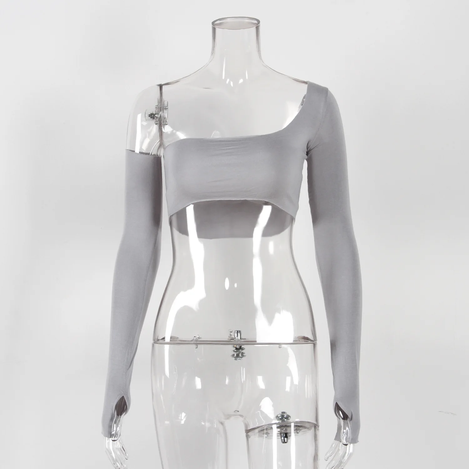 

2020 summer sexy fashion open back women's solid color one-way neck slim top