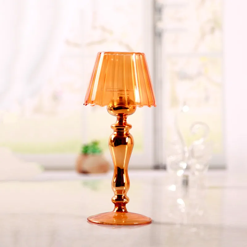 

2 шт./упак. 9,5*22,5 см креативный Янтарный цветной стеклянный подсвечник свадебный живой реквизит украшение для дома подарок другу