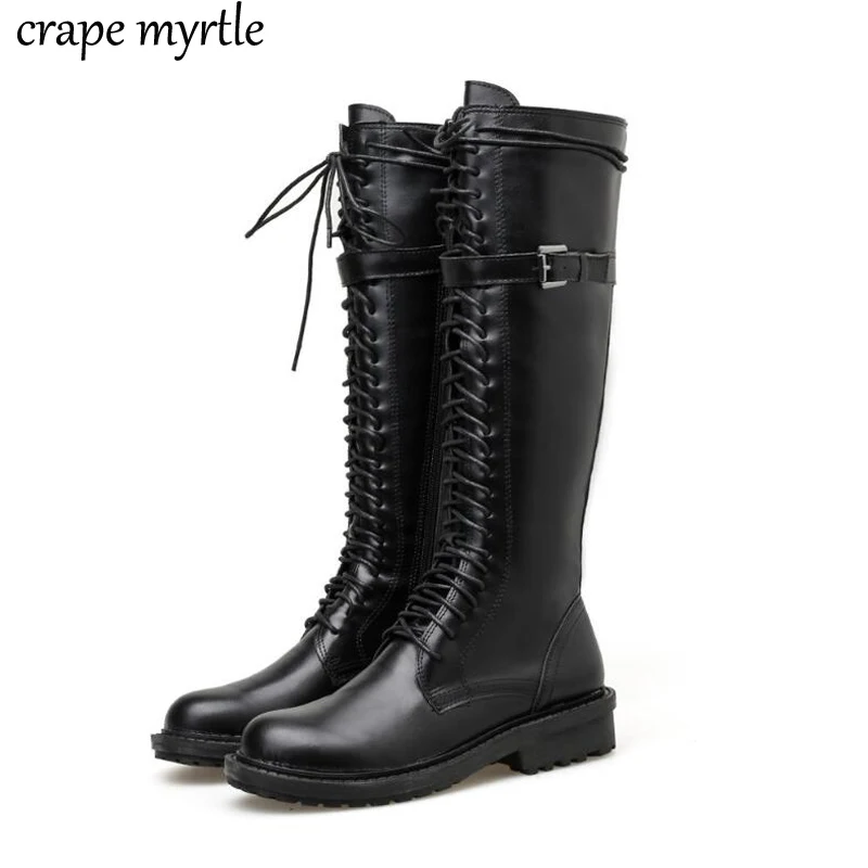 Женские теплые сапоги до колена зимние водонепроницаемые на низком каблуке