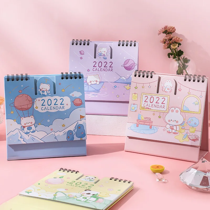 IMeetu 1 шт. 2022 Kawaii маленький настольный календарь милый мультяшный портативный стол