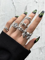stillgirl 6pcs gothic silver color snake rings for women punk angel demon strange things couple y2k emo fashion jewelry anillos