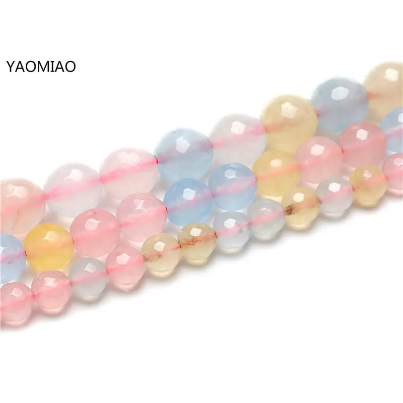 Розовый Халцедон натуральный камень круглые бусины граненные камни для плетения