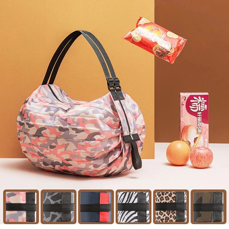 Big Size Thick Nylon Large Portable Shoulder Women's Handbags Folding Pouch Shopping Bag Foldable Print Eco Friendly Ladies Bags images - 6