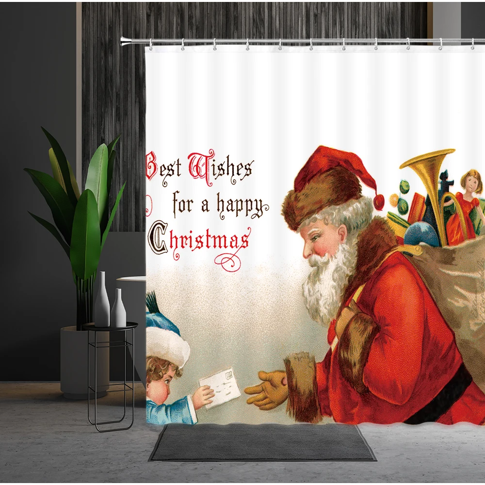 Занавески для душа зимние рождественские в европейском стиле с принтом