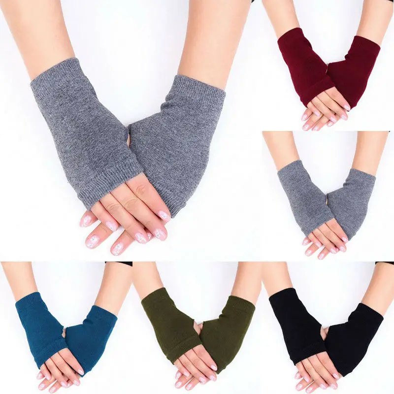 1 Pair Winter Women Cashmere Warmer Gloves Long Unisex Men Arm Crochet Knitting Cotton Mitten Fingerless Fashion | Аксессуары для