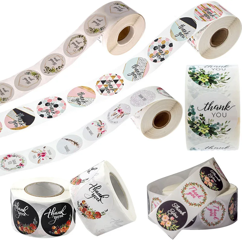 Цветочная наклейка спасибо для печати этикеток Скрапбукинг Рождественский