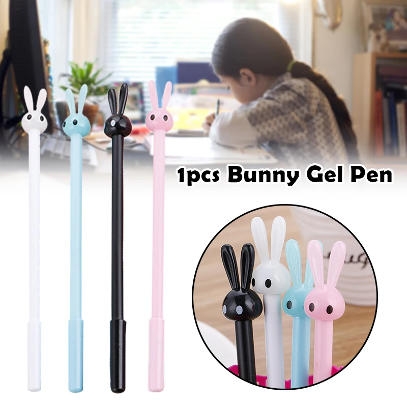 

0,5 мм кролик гелевая ручка с милыми ушками ручка канцелярские принадлежности для школьников, студентов принадлежности каваи для офиса, черн...