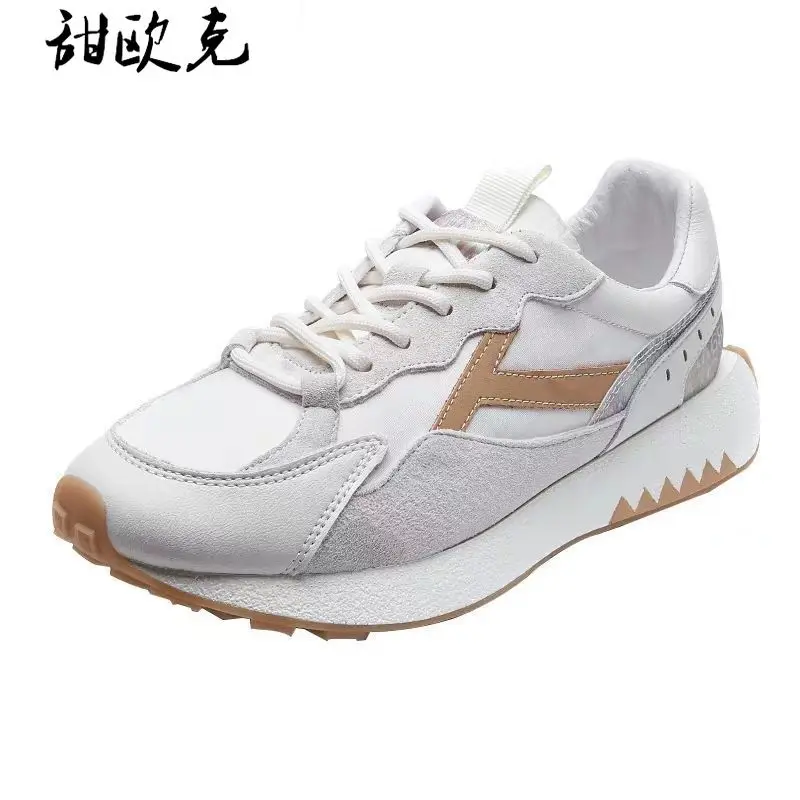 

Spring 2021 New Women's Thick-soled Sneakers Lace Up Comfortable Dad Shoes Casual Height-increasing Shoes Women Vulcanized Shoes