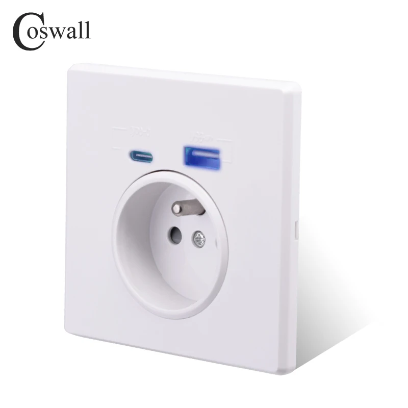 Розетка Coswall с интерфейсом Type-C настенная панель из поликарбоната/хрусталя