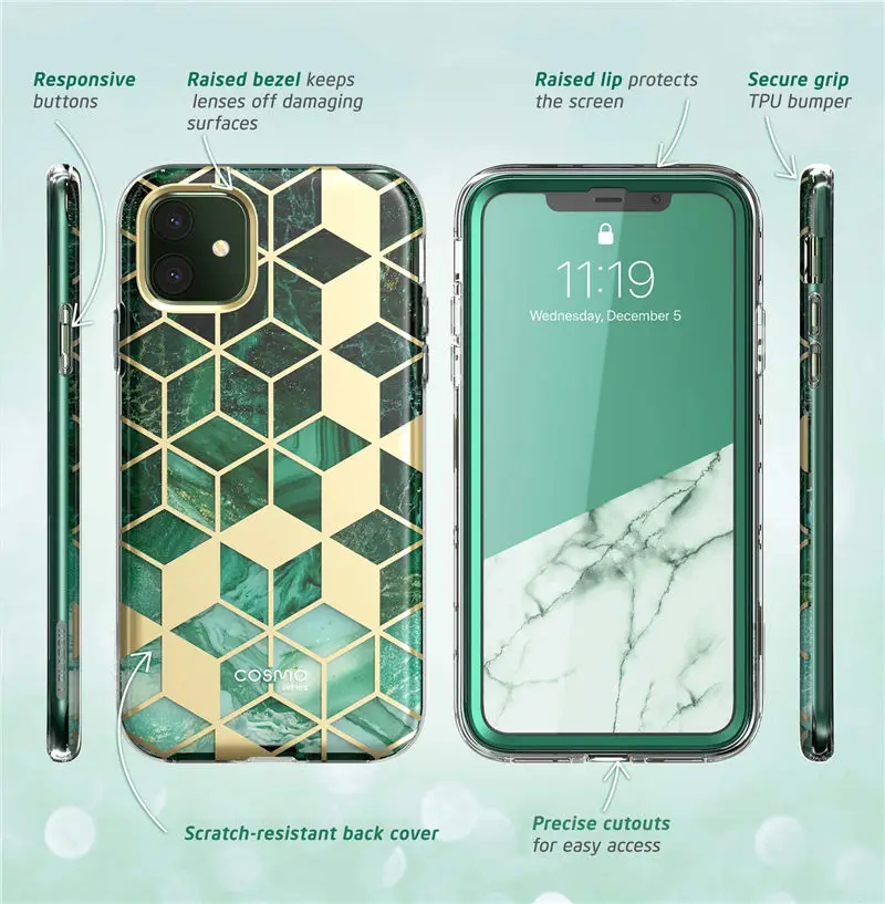 I-Blason для iPhone 11 чехол 6,1 дюйма( выпуск) Cosmo полный блеск для тела мраморный бампер крышка со встроенным протектором экрана