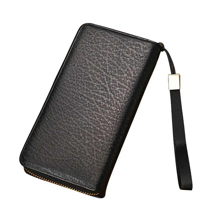 Мужской Длинный кошелек на молнии Большая вместительная кожаная сумка для