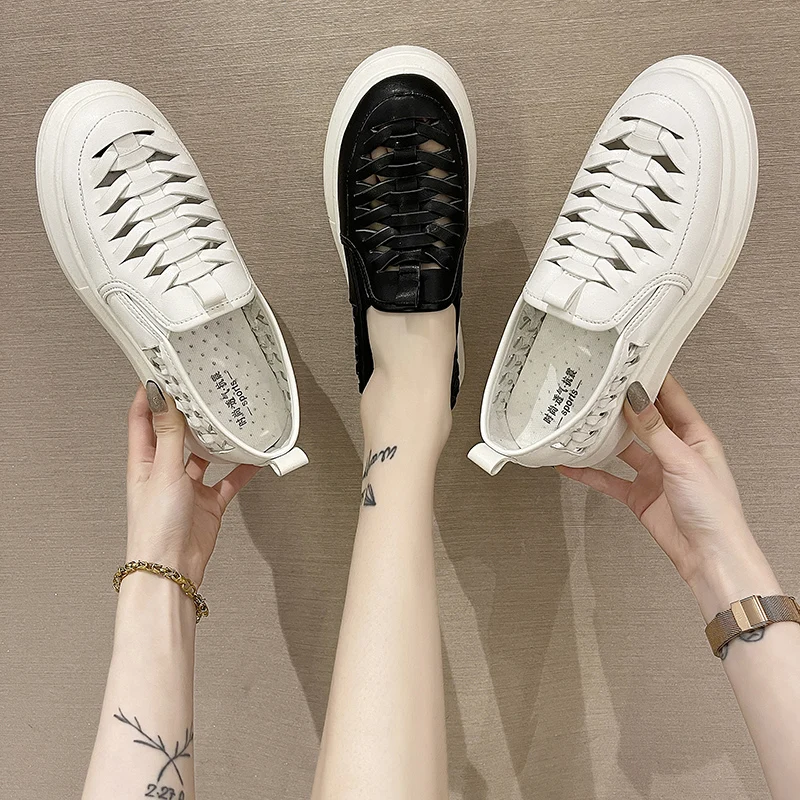 

Shoes Woman 2021 Casual Female Sneakers Flats Soft Round Toe Clogs Platform New Nurse Dress Summer Small Breathable Creepers Sli