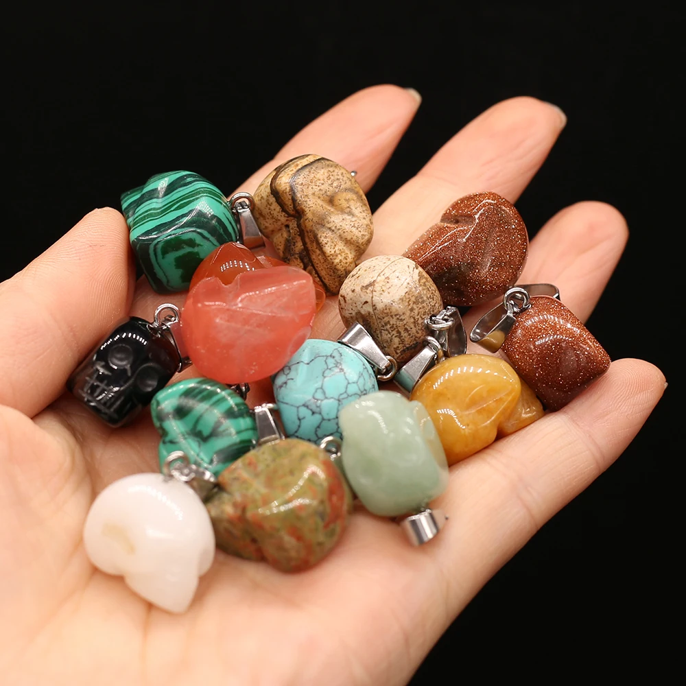 2 шт. Подвеска из натурального камня в форме черепа скульптура изысканные