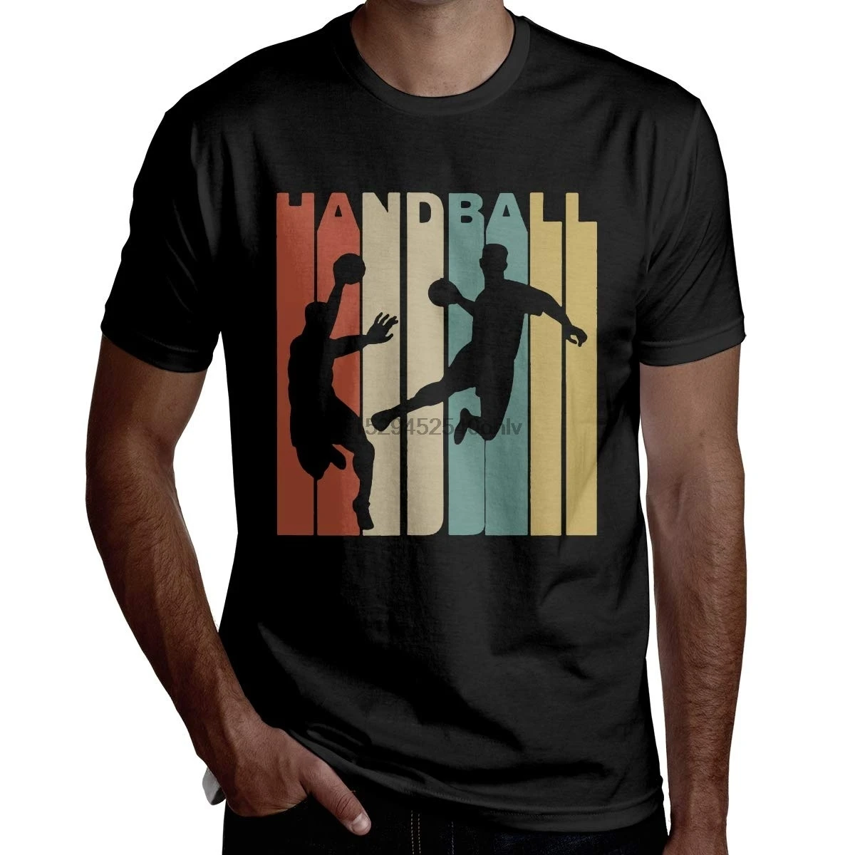

Vintage Style 1970's Style Handball Printed Mens Short Sleeved Fashion T-Shirt