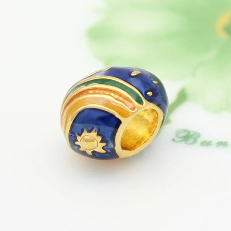 Бесплатная доставка пасхальные синие радужные бусины Faberge в форме яйца подходят