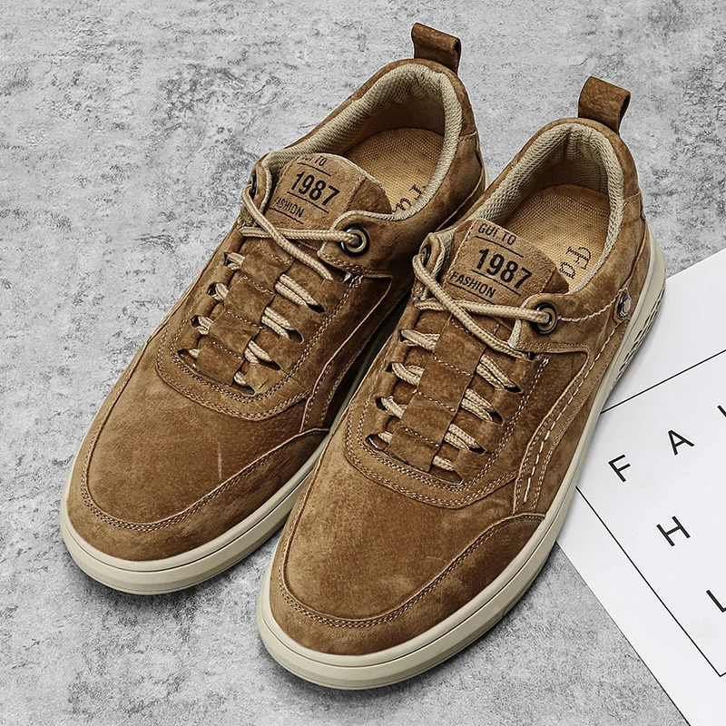 

Leather shoes in spring new Korean sports casual shoes soft leather shoes, breathable abrasive leather fashion men's shoes