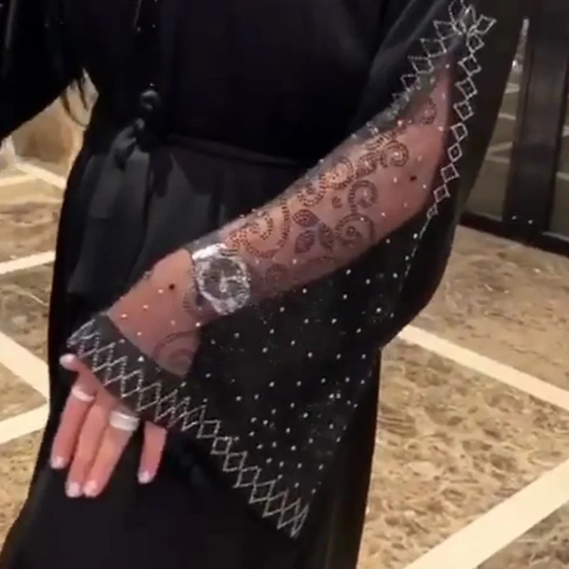 Musulman Pakistan Muslim Women Maxi Chiffon Dress Dubai Abaya Robe Femme Islam Kaftan Batwing Sleeve Diamond Print African | Тематическая