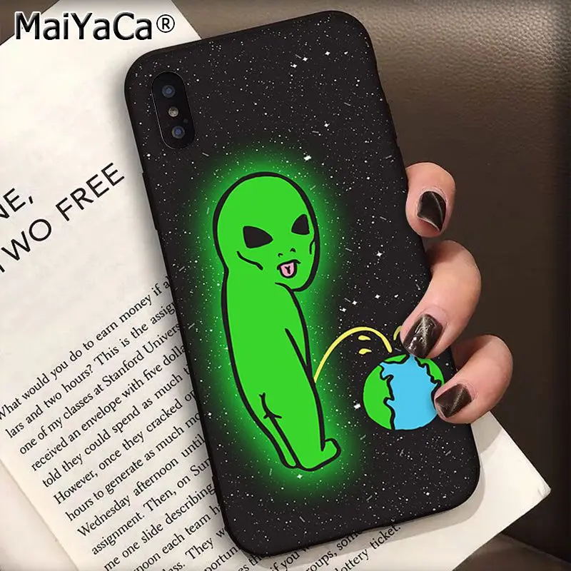 MaiYaCa Trippy Tie Dye Peace Alien силиконовый черный чехол для телефона для Apple iphone 11 pro 8 7 66S Plus X XS MAX 5S SE XR чехол s