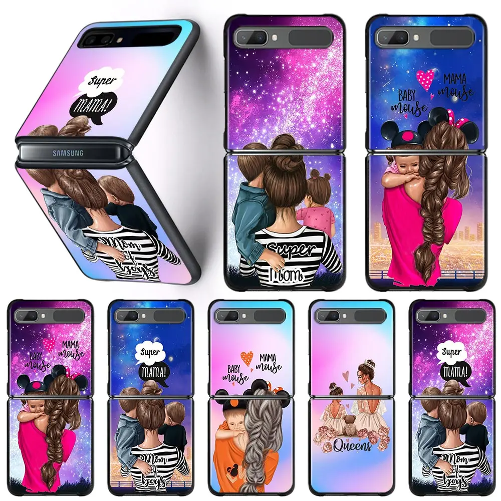 

Super Mom Baby Girl Boy Phone Case For Samsung Galaxy Z Flip3 5G Hard PC Fundas For Samsung Z Flip 3 5G z Flip Capa