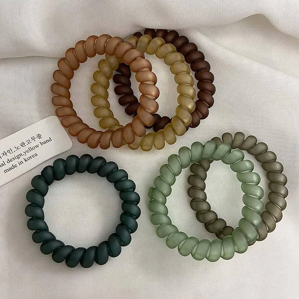 

Korean High Elasticity Telephone Coil Hairbands Women Spiral Hair Ties Girls Hair Rings Hair Rope Solid Hair Accessories Popular