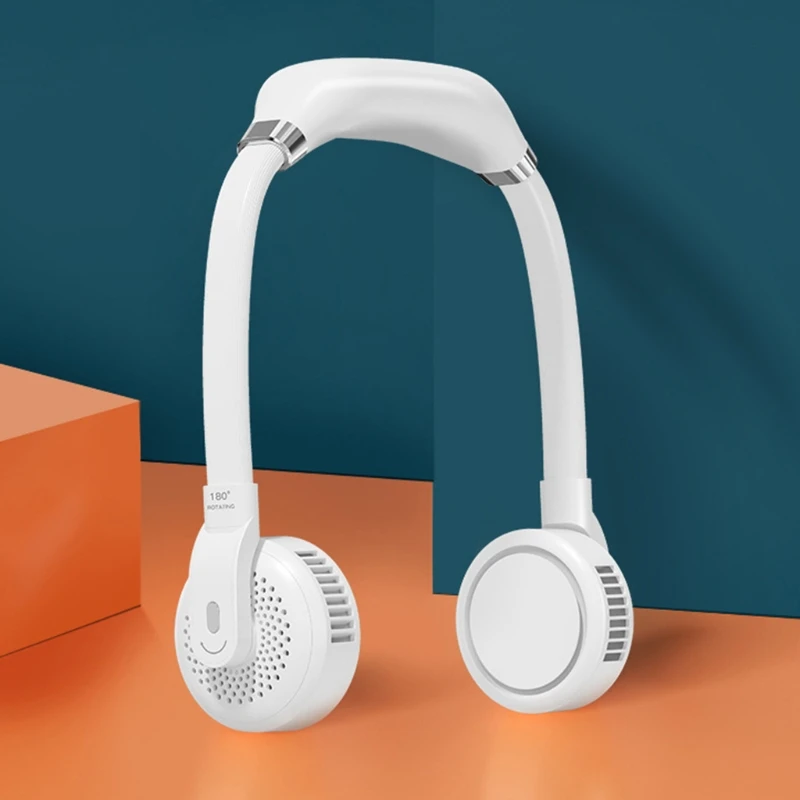 

Mute Mini Hanging Neck Portable Hands Free Fan, 3-speed Outdoor Neck Dual Fan D08A