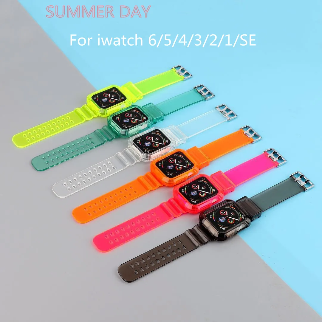 

Sport Strap for Apple Watch Band Series 6 1 2 3 4 5 silicone Transparent for Iwatch 5 4 Strap 38mm 40mm 42mm 44mm New