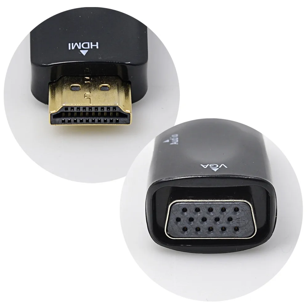 Преобразователь HDMI в VGA переходник + аудиокабель черный для ПК/настольного