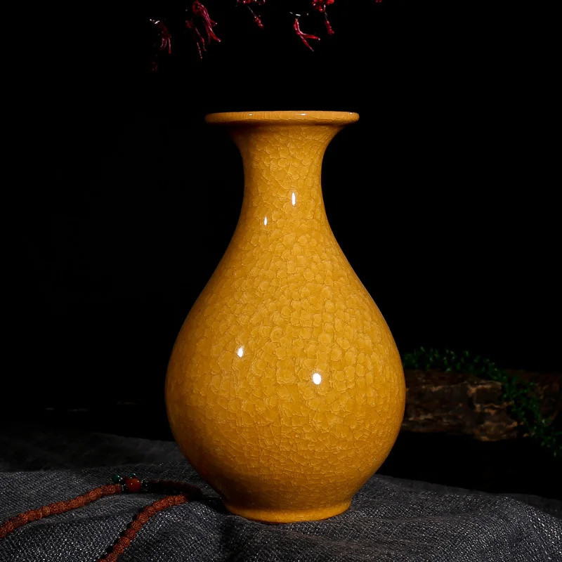 

yellow ceramic vase office ornaments living room TV cabinet home decoration porch wine cabinet crafts