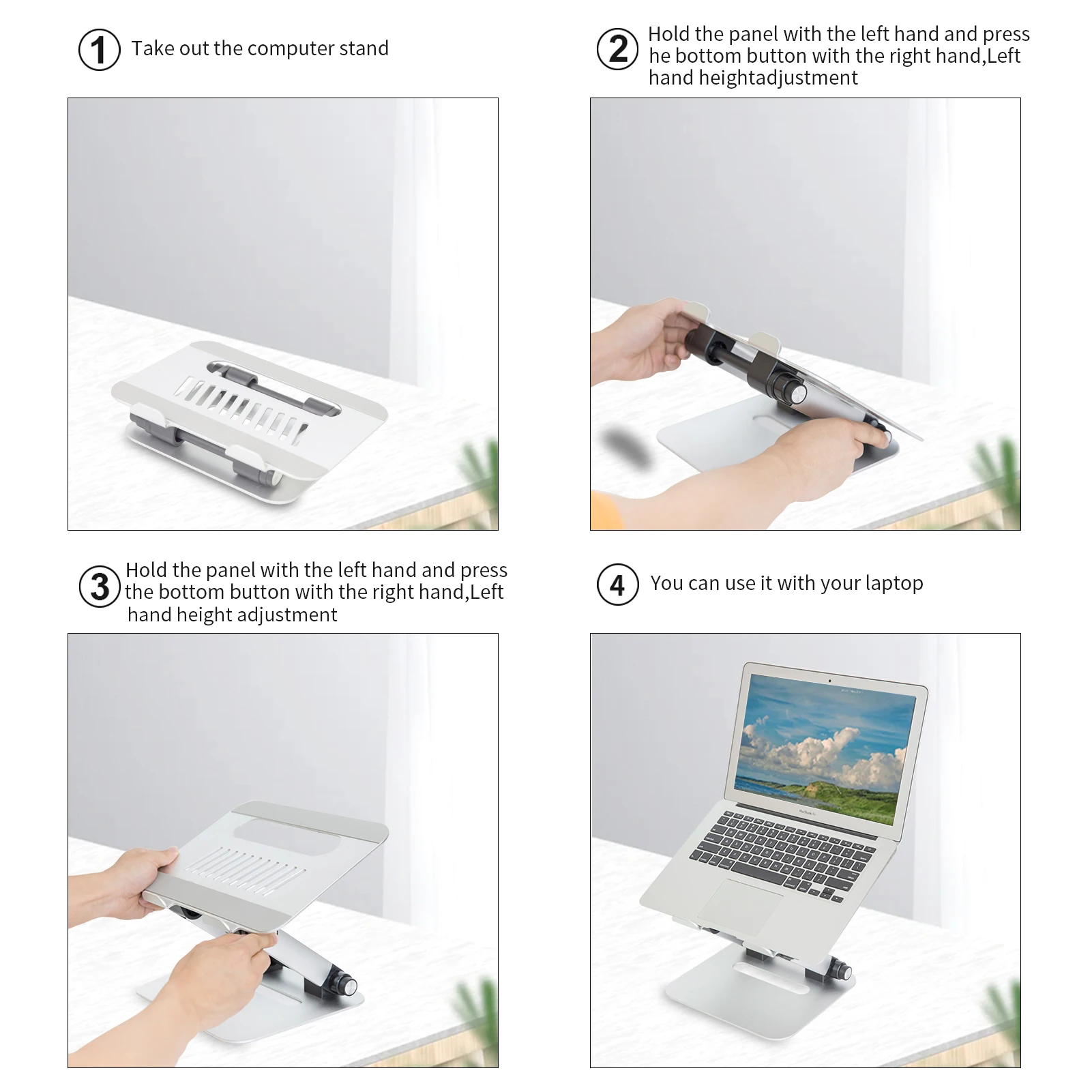 Aluminum Alloy Laptop Stand Adjustable Foldable Notebook Compatible with 11-17 Inch Portable Cooling Holder |