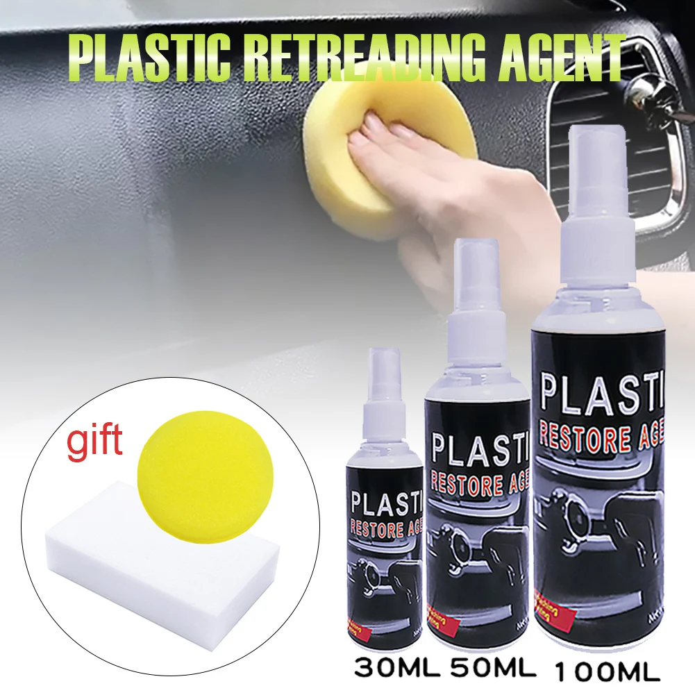 

Plasltic Restoer Automotive Interior Plastic, Rubber, Leather Retreading Agent with Sponge Cleaning Agent Auto Accessories Tool