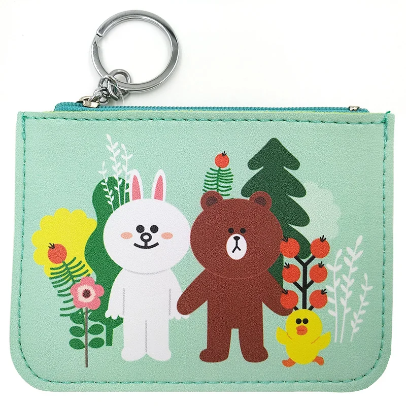 Кошелек для монет с рисунком медведя и кролика маленький кошелек на молнии