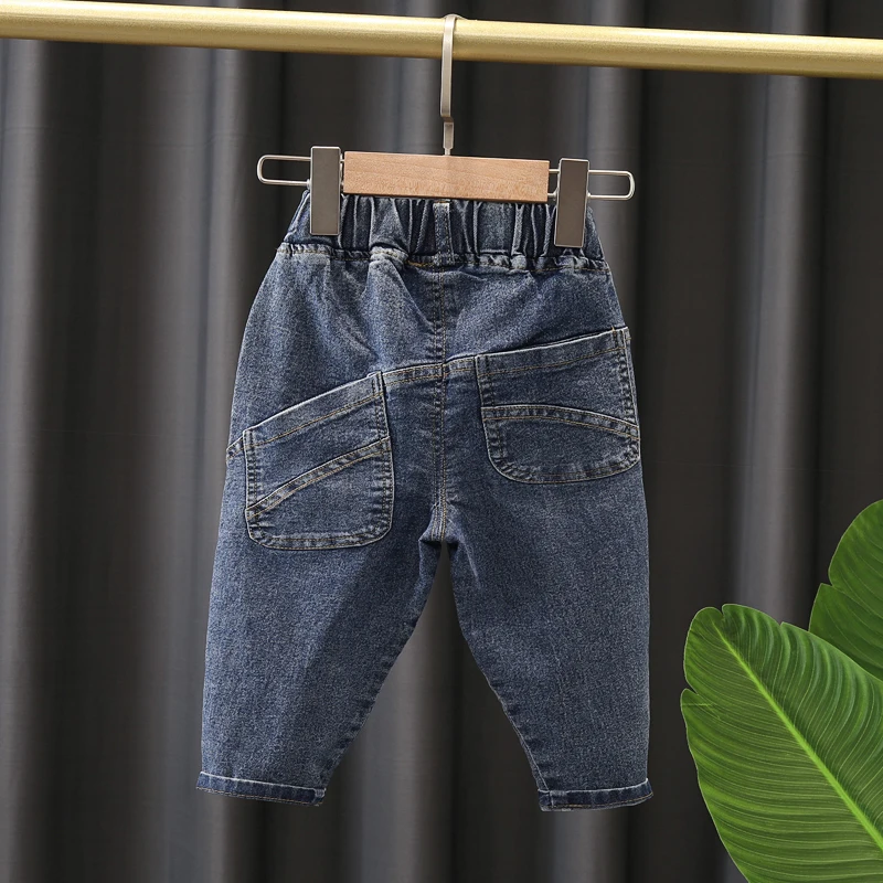 

Kids Boys Baggy Pants Spring Autumn Children Clothing Cotton Jeans Trousers for Toddler Baby Blue Pocket Pants 2-6Yrs