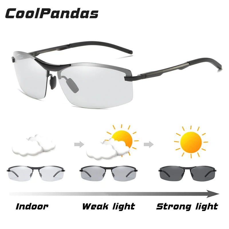 CoolPandas фотохромные солнцезащитные очки мужские поляризованные HD без оправы и