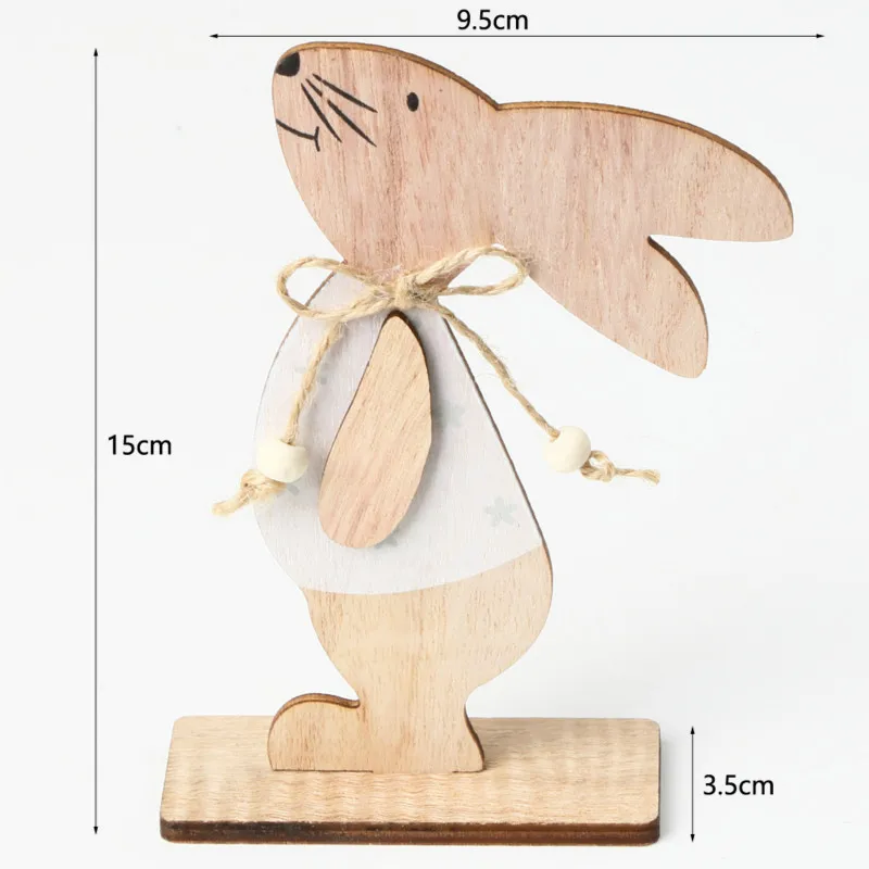 

Happy Easter Bunny Ornaments Wooden Desktop Bookshelf Decoration Cute Rabbit Home Garden Decor