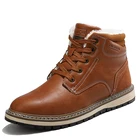 Мужские зимние плюшевые теплые ботинки в британском стиле Классические Кожаные повседневные джинсовые ботинки до щиколотки модные уличные мотоциклетные ботинки для мужчин