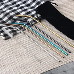 Reusable Metal Straw High Quality 304 Stainless Steel Drinking with Cleaner Brush For Beer Fruit Juice Drink | Дом и сад