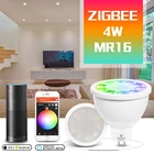 GLEDOPTO Zigbee ZLL 4 Вт MR16 rgbcct 2700  6500K приложение для управления работает с Alexa Echo Plus Tuya SmartThins Zigbee теплый и холодный белый