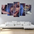 5 панелей Лига Легенд красота Jinx LOL игра холст печатная живопись для гостиной настенное Искусство Декор картина плакат