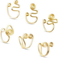6pcs african nose cuff nose cuff non piercing gold nose cuff fake nose ring stainless steel clip on nose ring for women men