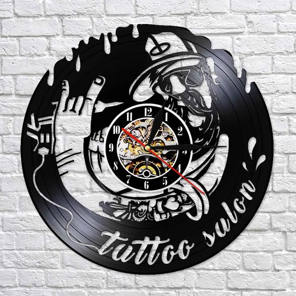 Тату студия деловой знак винтажная виниловая пластина настенные тату часы