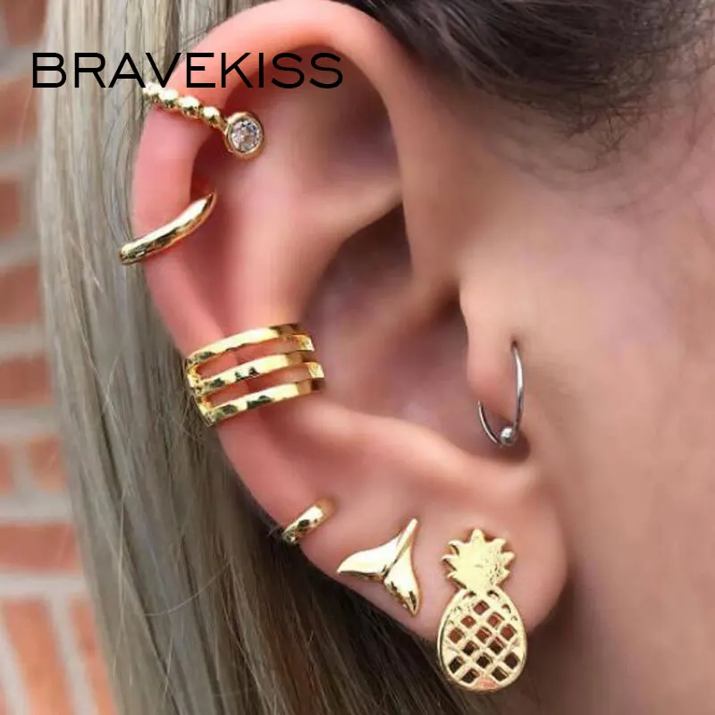 BRAVEKISS ананас хвост зажимные серьги клипсы Модный чехол типа сделай сам ювелирные