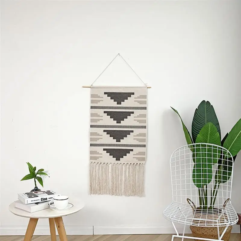 

Tapestry Tassels Macrame Cotton Wall Hanging Printing Woven Backdrop Art for Christmas Bedroom Living Room Decoration Tapestry
