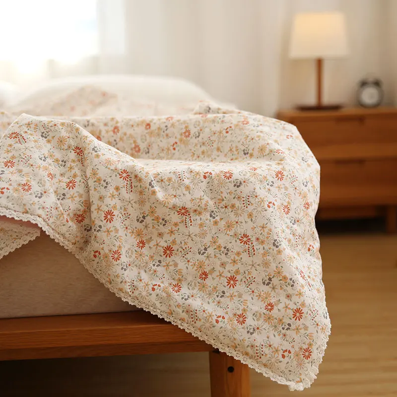 للبيع الأزهار الصيف السرير لحاف مع الدانتيل تكدرت القطن الخالص الصيف بطانية باردة ل الصيف الفراش لحاف للأطفال الاطفال المفرش