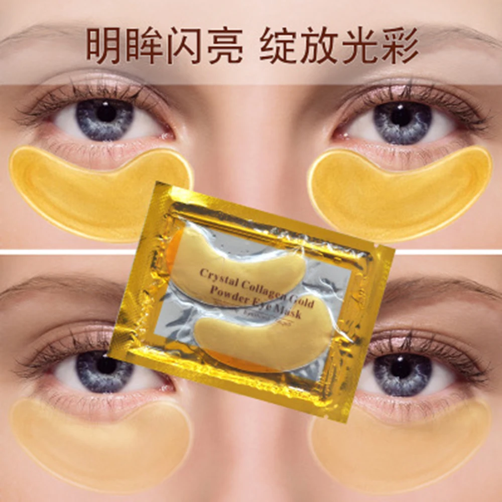 

100Pcs Crystal Collagen Gold Powder Eye Mask Crystal Eye Care Mask Anti Dark Circle &amp Anti Aging Free Shipping